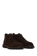 Male Brown Lace-up Thick-soled Suede Boots | Derimod