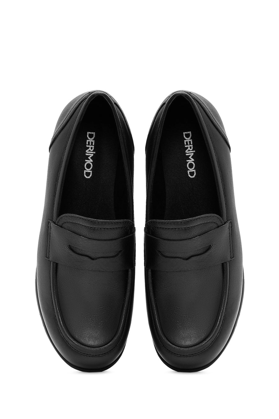 Women's Black Wedge Heel Leather Comfort Loafer