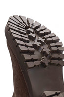 Women's Brown Chunky Heel Suede Leather Boots | Derimod