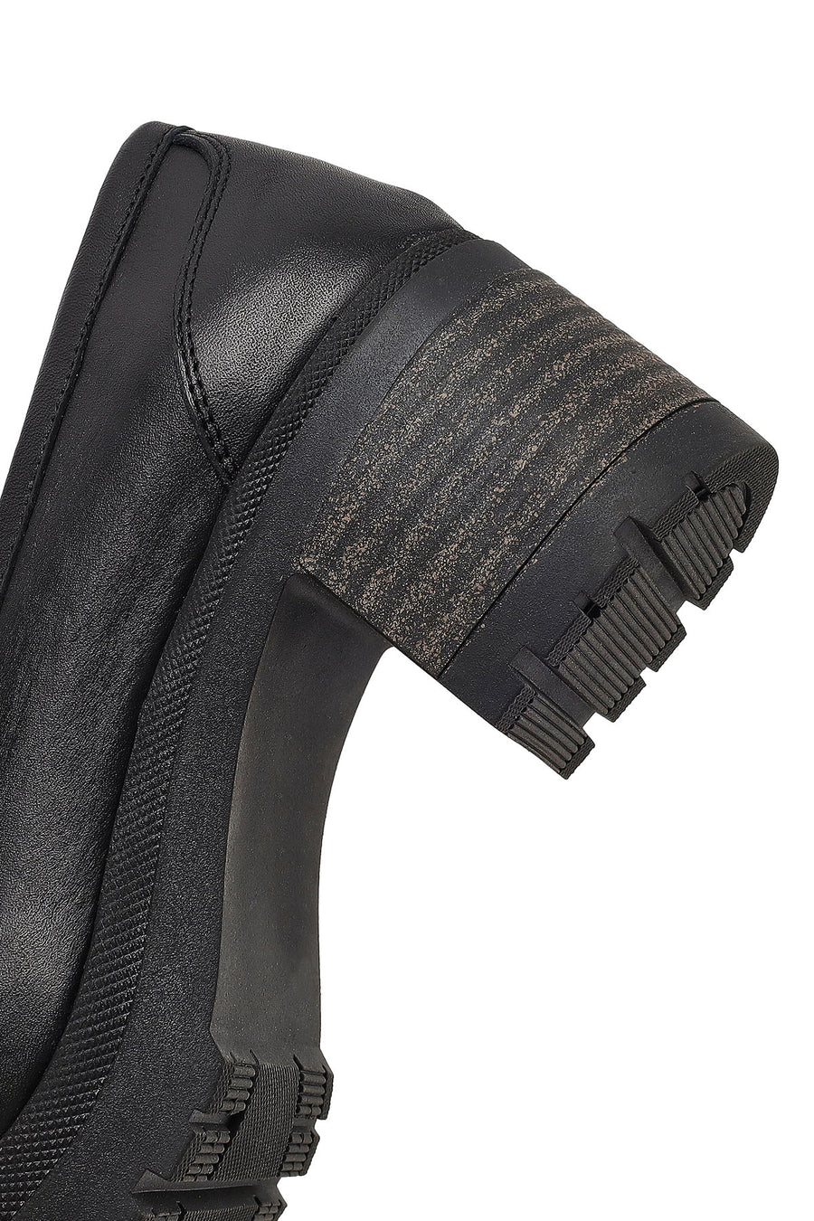 Kadın Siyah Kalın Topuklu Deri Maskülen Loafer