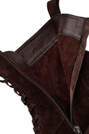 Kadın Kahverengi Fermuarlı Kalın Tabanlı Süet Deri Postal Bot | Derimod