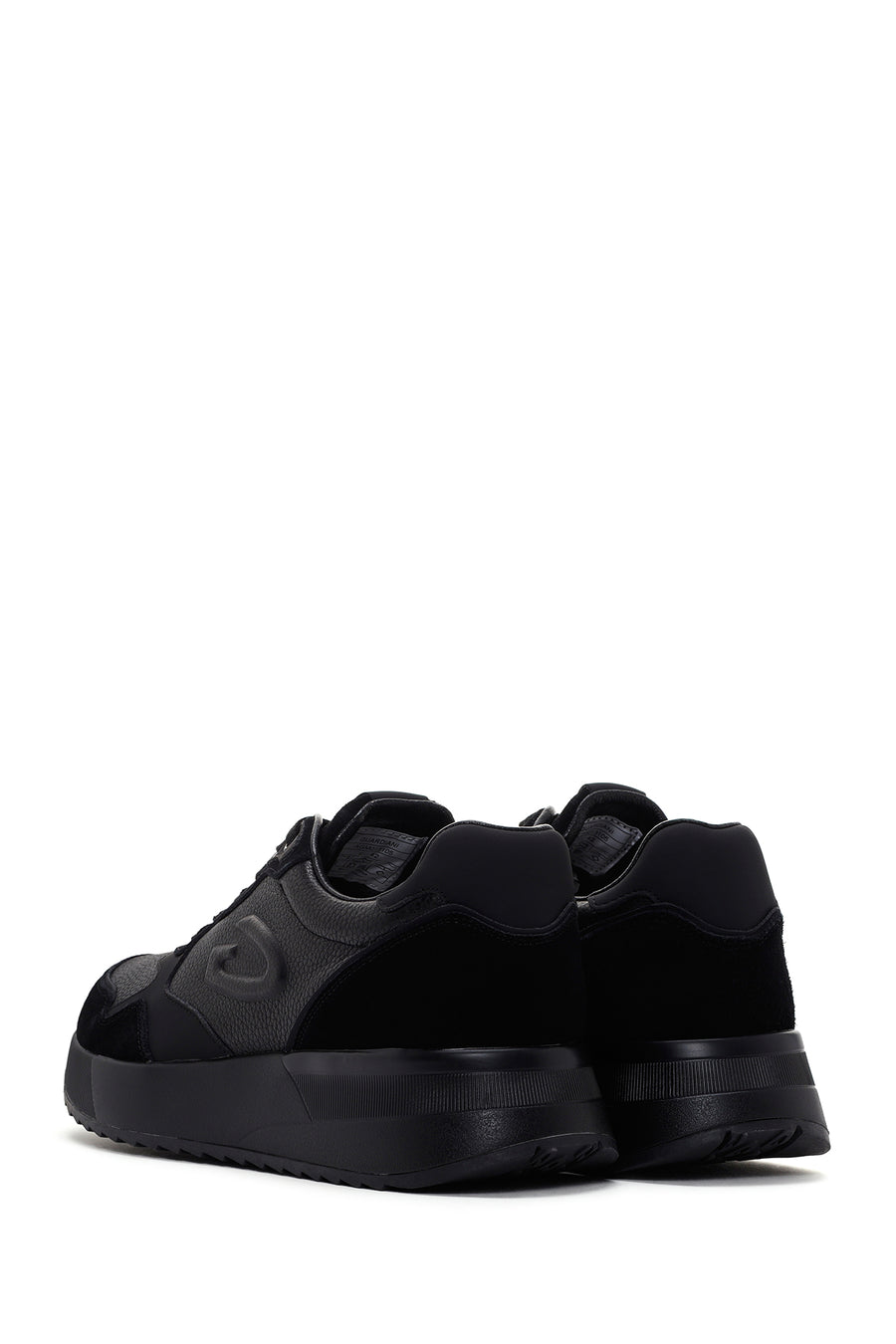 Alberto Guardiani Men's Black Winner Thick Soled Leather Sneaker