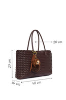 Women's Brown Braided Charm Shoulder Bag | Derimod