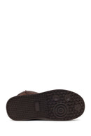 Woman Brown Thick-Soled Embellished Leather Teddy Boots | Derimod
