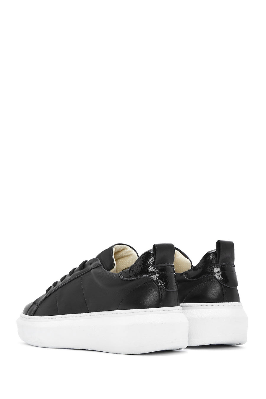 Kadın Siyah Bağcıklı Deri Sneaker