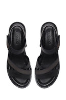 Women’s Black Ankle-Strap Leather Sandals | Derimod