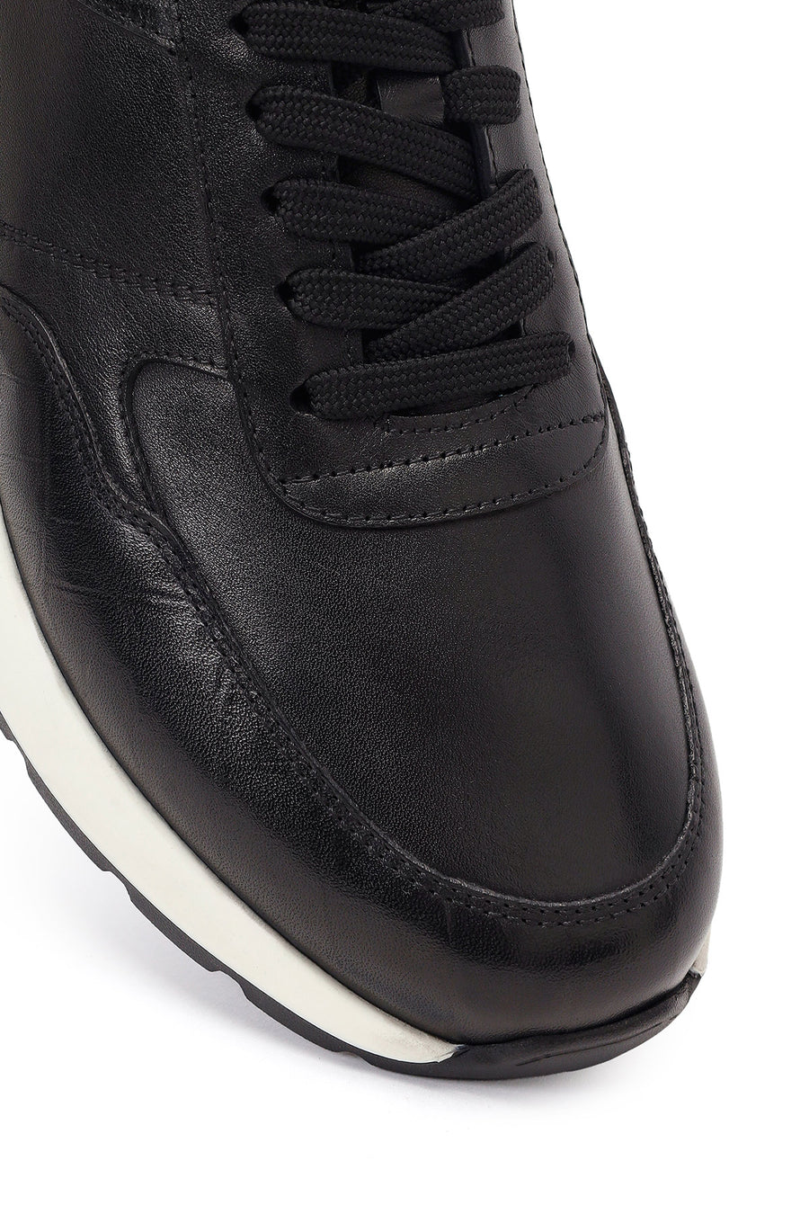 Male Black Lace-Up Leather Sneaker