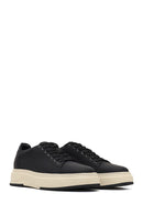 Male Black Lace-Up Thick-Soled Leather Sneaker | Derimod