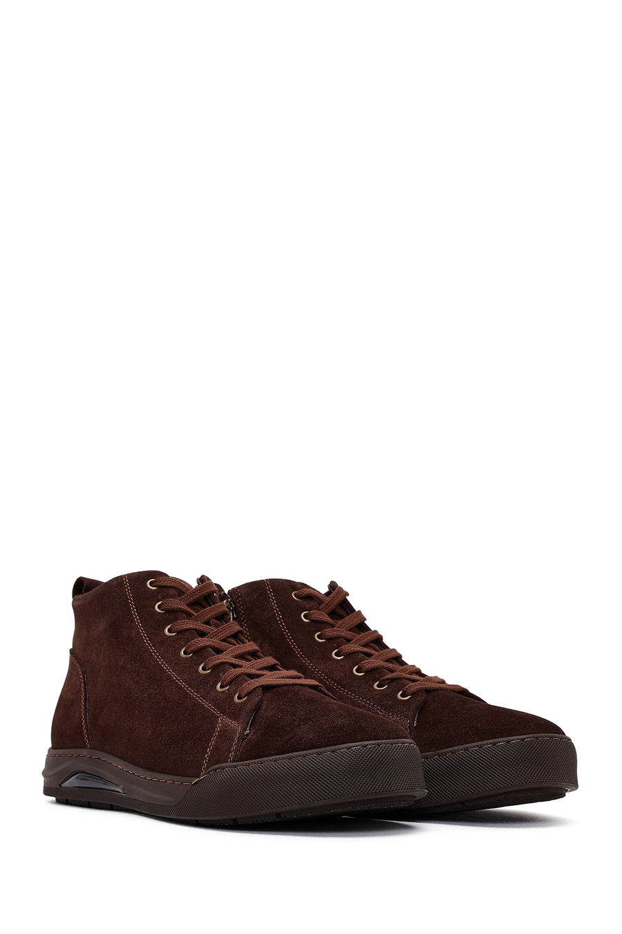 Men's Brown Suede Leather Boots with Zipper