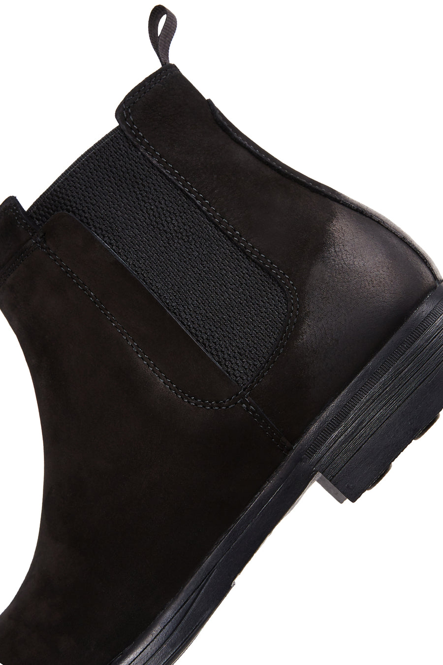 Men's Black Nubuck Leather Chelsea Flat Boots