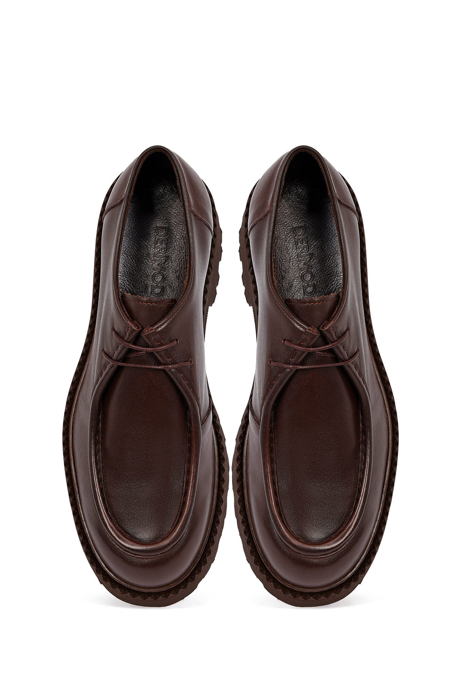 Male Brown Lace-Up Thick-Soled Leather Casual Shoe