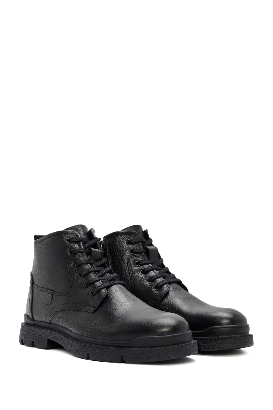 Men's Black Zippered Leather Casual Boots