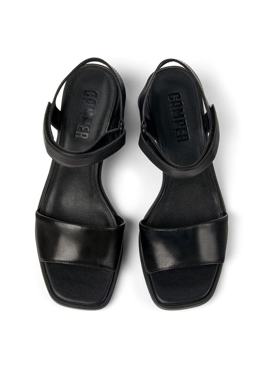 Camper Women's Black Kiara Thick Heeled Leather Sandals
