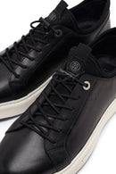 Erkek Siyah Bağcıklı Kalın Tabanlı Deri Sneaker | Derimod