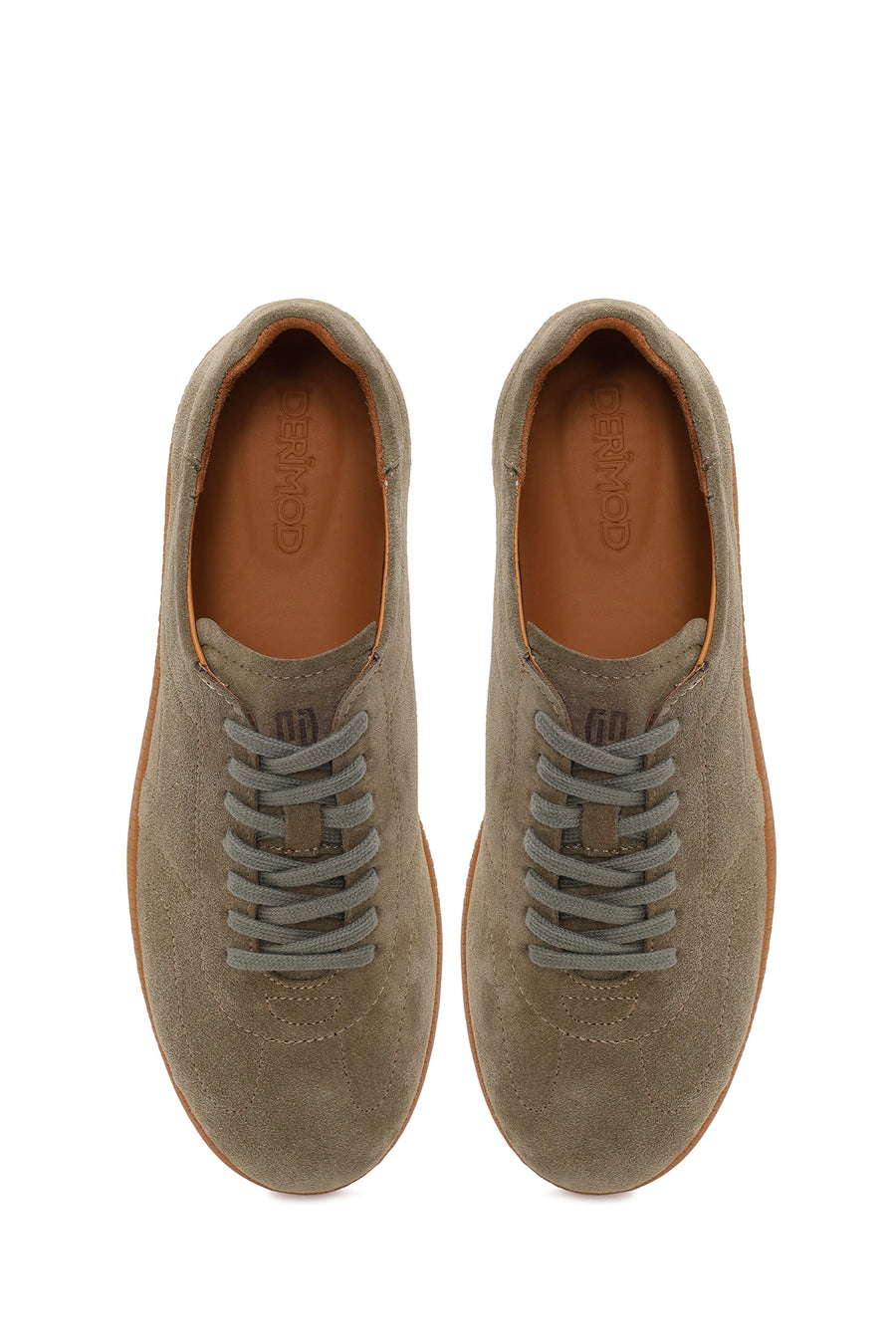 Erkek Açık Yeşil Bağcıklı Süet Deri Sneaker