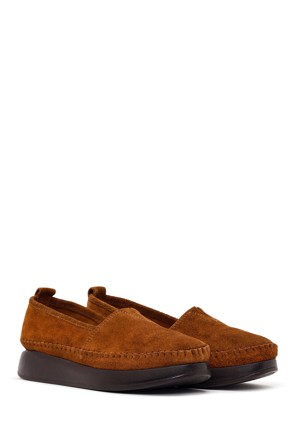 Kadın Taba Kalın Tabanlı Süet Deri Konfor Loafer