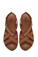 Women's Tan Leather Comfort Sandals | Derimod