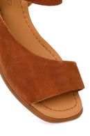 Woman Dark Powder Ankle-Buckle Low-Heel Suede Leather Sandals | Derimod