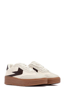 Women's Beige Lace-Up Thick-Soled Sneaker | Derimod