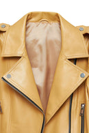 Latoya Women's Yellow Double Breasted Leather Jacket | Derimod