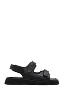 Women's Black Strappy Leather Sandals | Derimod