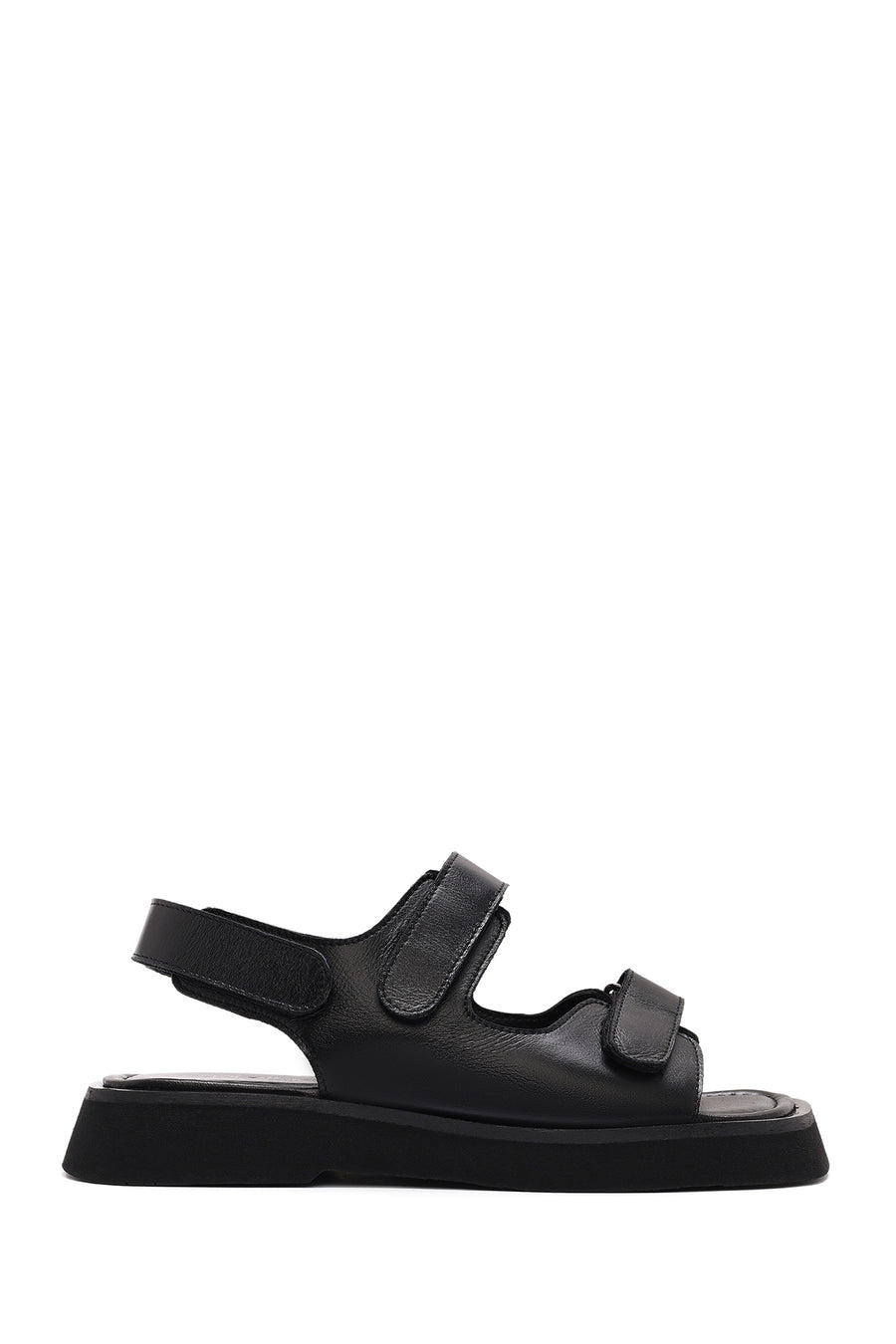 Women's Black Strappy Leather Sandals 25SFD130818 | Derimod