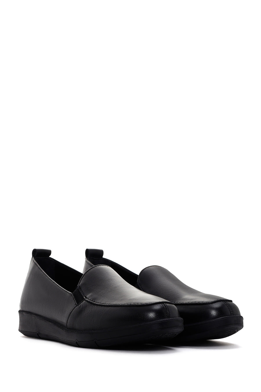 Women's Black Leather Comfort Shoes
