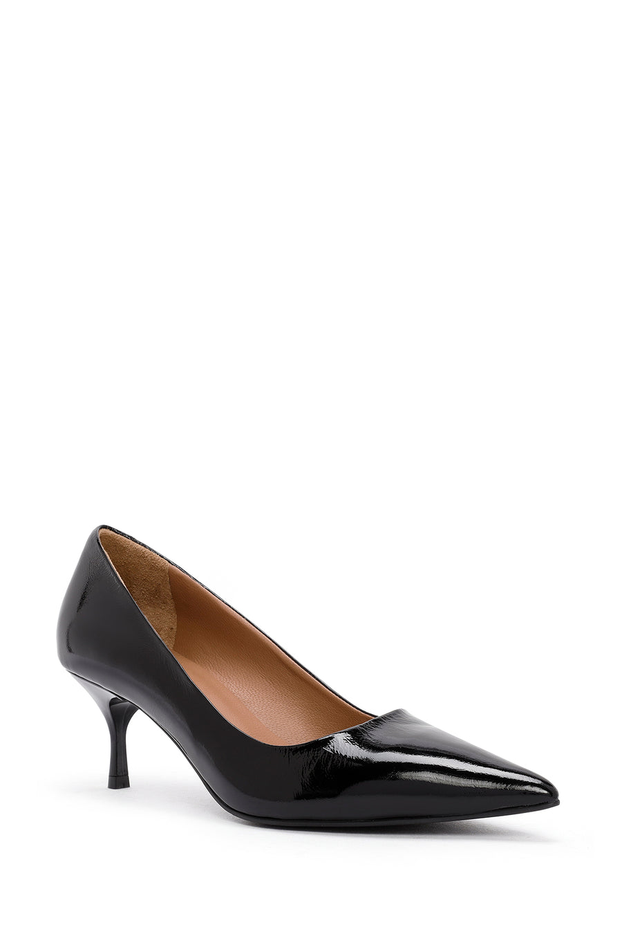 Women's Black Thin Heeled Leather Stiletto