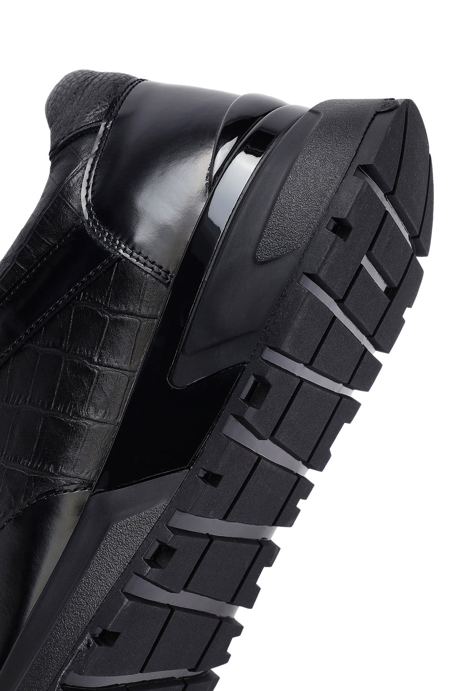 Men's Black Lace-Up Leather Casual Sneakers