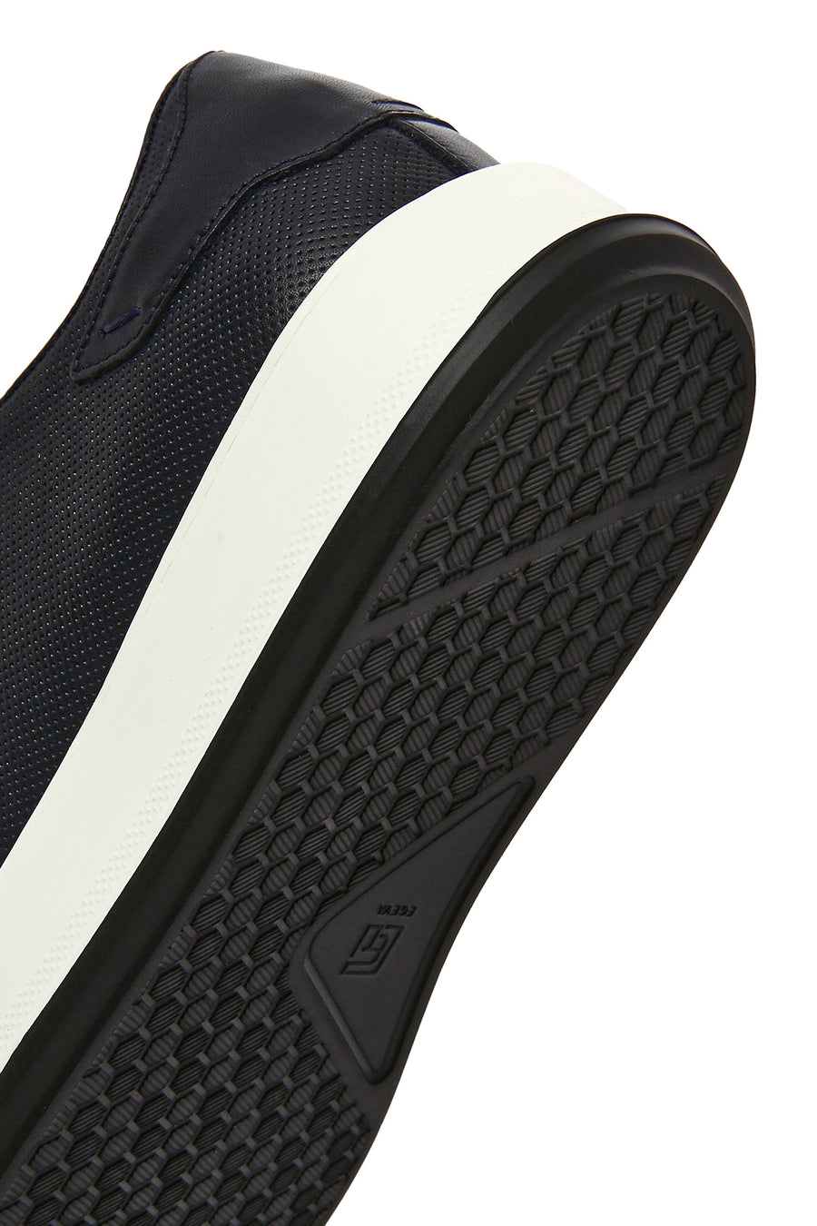 Men's Navy Blue Lace-up Thick-Sole Leather Sneaker