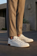 Male White Lace-Up Leather Sneaker | Derimod