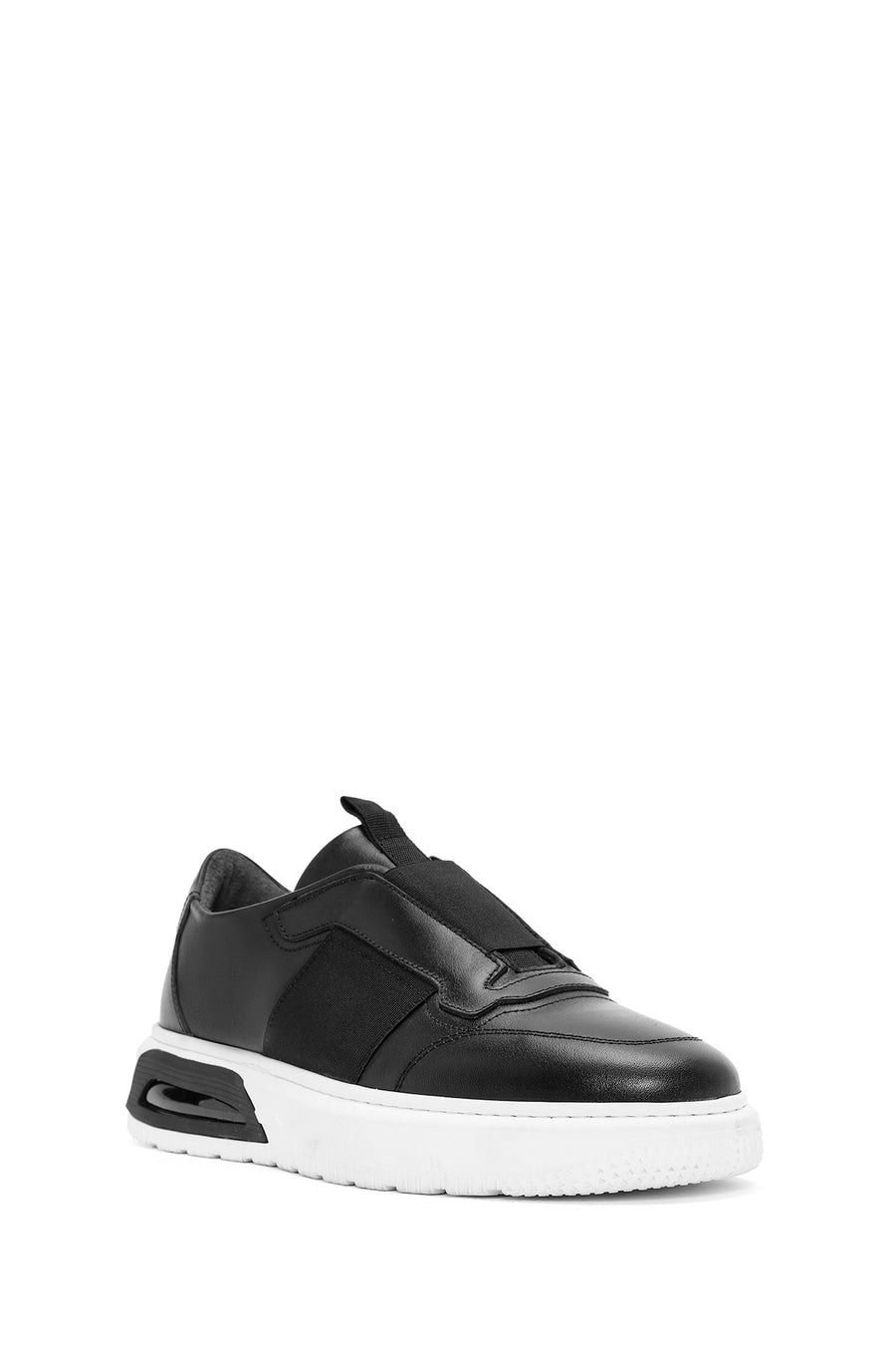Erkek Siyah Bağcıklı Deri Sneaker