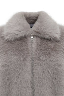 Dallas Women's Gray Shirt Collar Teddy Coat | Derimod