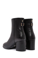 Women's Black Zippered Thick Heeled Leather Boots | Derimod