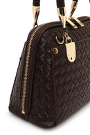 Woman Brown Long-Strap Knitted Classic Shoulder Bag | Derimod