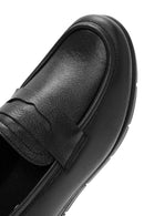 Women's Black Wedge Heel Leather Comfort Loafer | Derimod