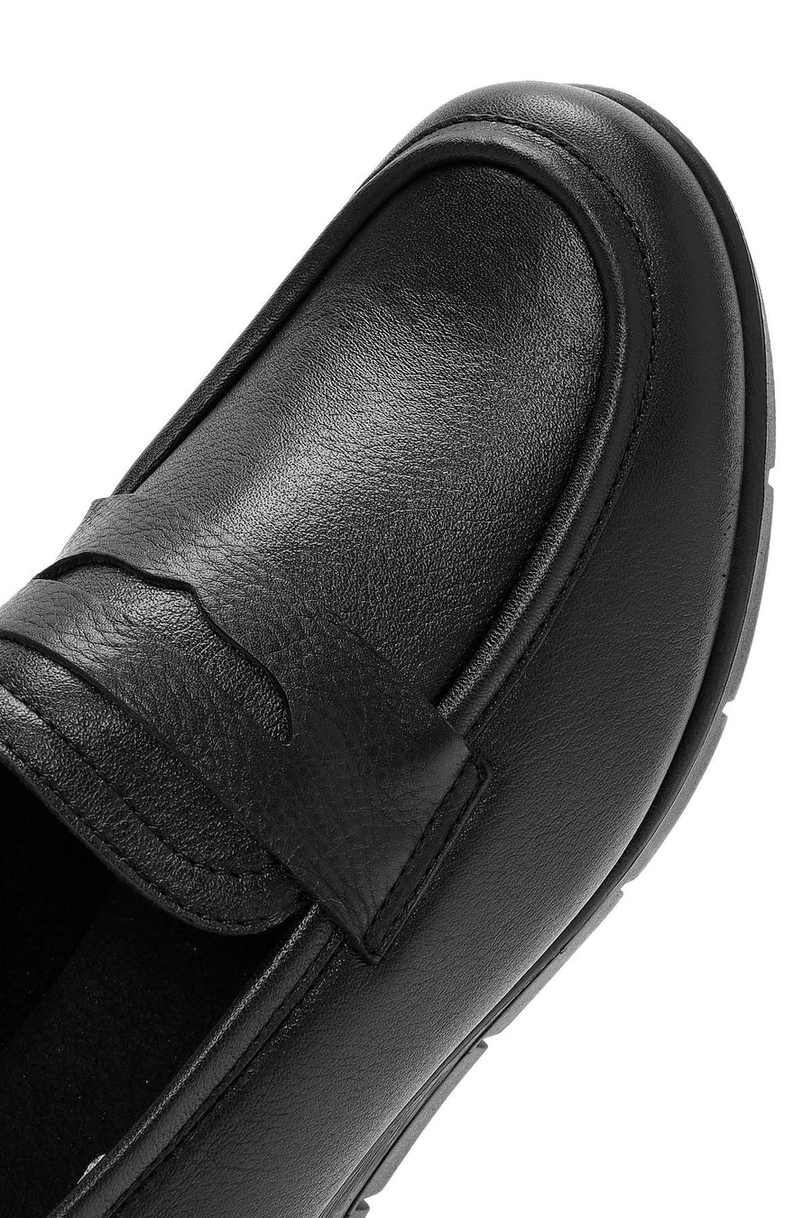 Women's Black Wedge Heel Leather Comfort Loafer
