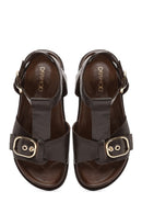 Women's Brown Ankle Strap Leather Sandals | Derimod