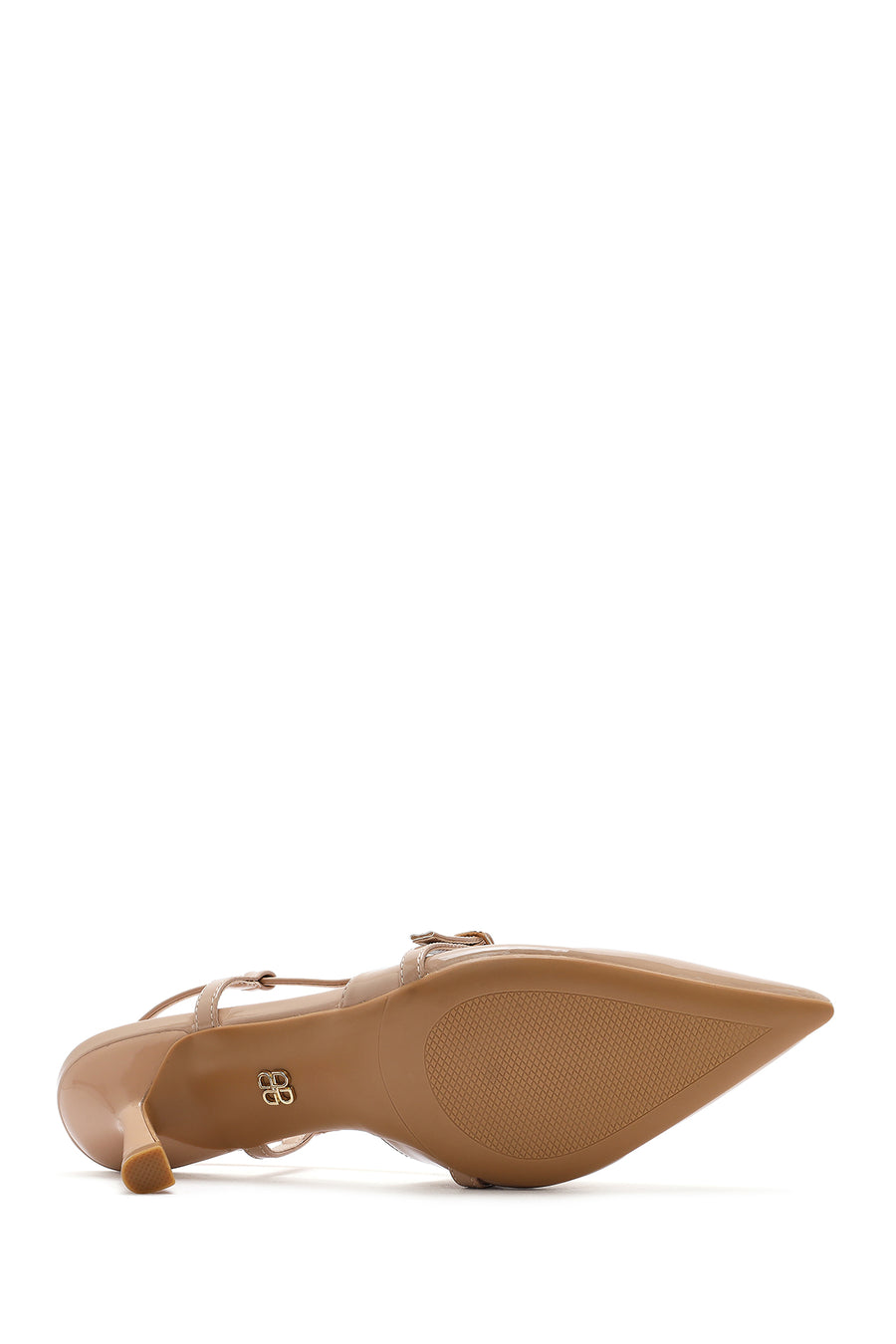 Women's Beige Open Back Thin Heeled Shoes