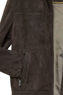 Marcelo Men's Brown Mandarin Collar Suede Leather Jacket | Derimod