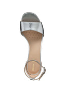 Geox Women Silver New Eraklia 80 Ankle Buckle Thick Heeled Metallic Leather Shoe | Derimod
