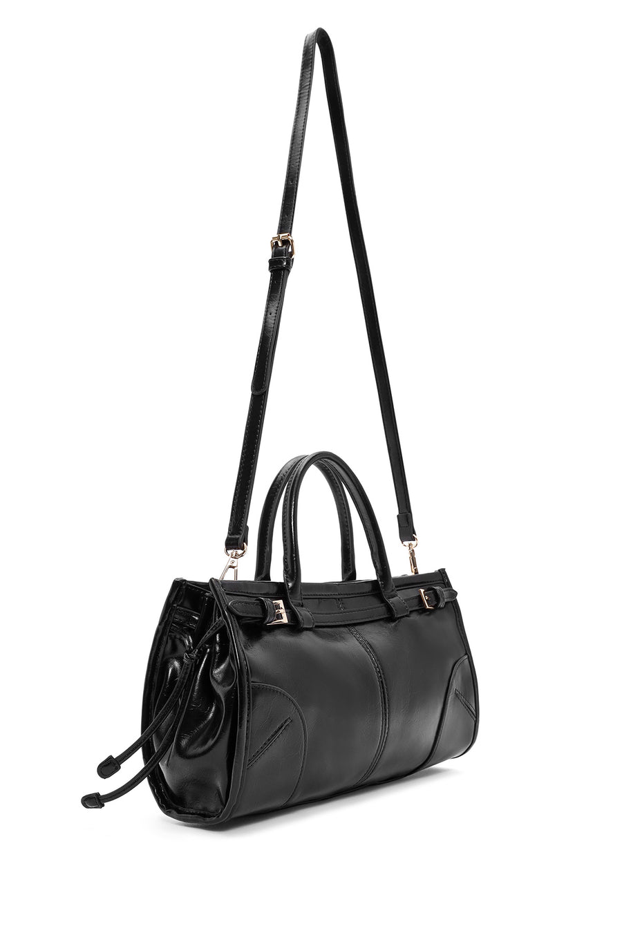 Woman Black Long-Strap Shoulder Bag