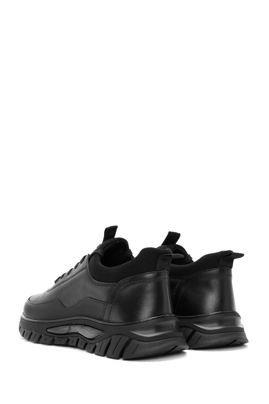 Men's Black Lace Up Leather Sneakers