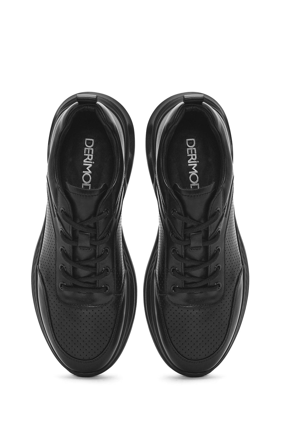 Men's Black Lace-up Leather Sneaker