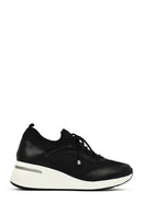 Women's Black Lace-Up Wedge Heel Sneakers | Derimod