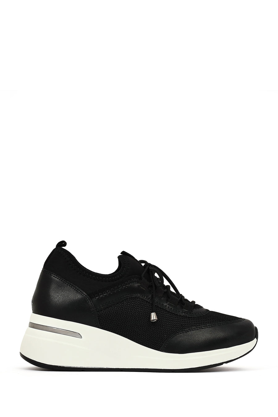 Women's Black Lace-Up Wedge Heel Sneakers 25WFD221414 | Derimod