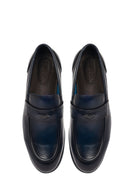 Derimod Black Male Navy Leather Classic Loafer | Derimod