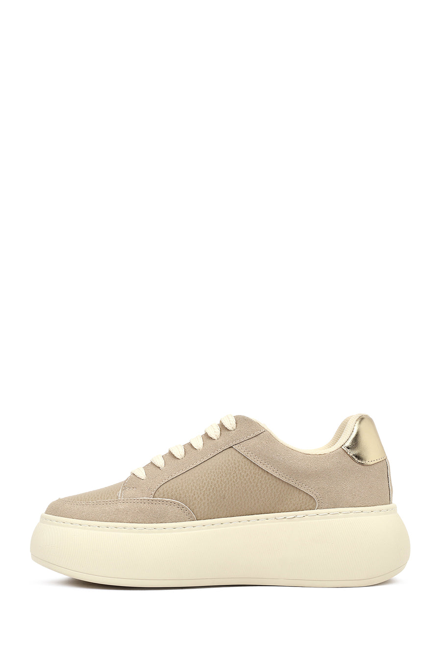 Women's Taupe Lace-Up Thick-Soled Sneaker