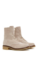 Women's Beige Suede Leather Boots | Derimod