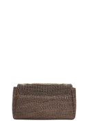 Women's Brown Long Chain Strap Straw Shoulder Bag | Derimod